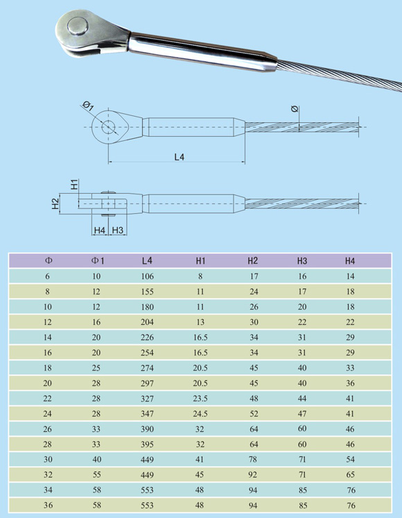 不銹鋼拉索固定端多種型號(hào)相關(guān)尺寸參數(shù)表 不銹鋼拉索固定端多種型號(hào)相關(guān)尺寸參數(shù)表