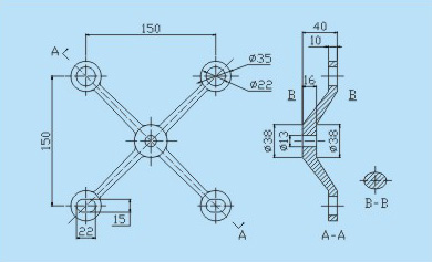 150系列駁接爪四爪尺寸圖 150系列駁接爪四爪尺寸圖