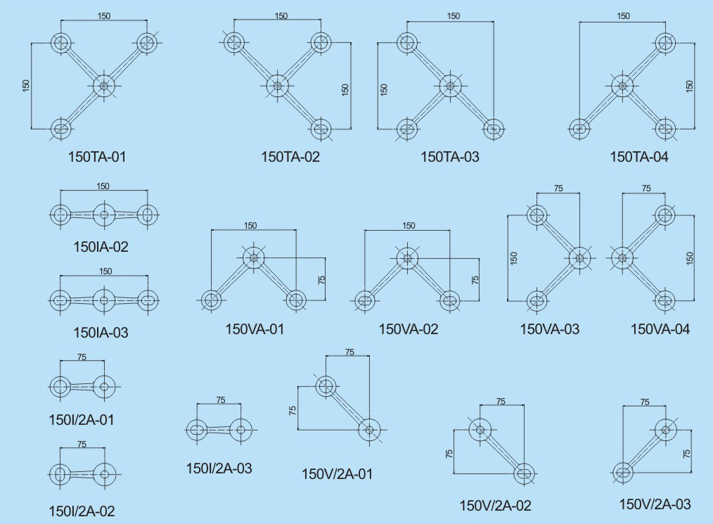 150系列駁接爪更多型號尺寸圖 150系列駁接爪更多型號尺寸圖