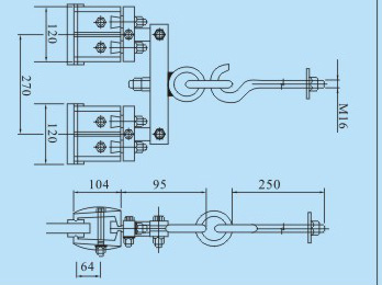 型號(hào)是DJ-3的玻璃吊夾CAD尺寸圖 型號(hào)是DJ-3的玻璃吊夾CAD尺寸圖