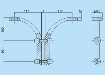 250LV-1不銹鋼肋駁接爪CAD尺寸圖