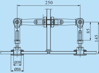 250LV-1不銹鋼肋駁接爪CAD尺寸圖