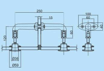 250LV-1不銹鋼肋駁接爪CAD尺寸圖