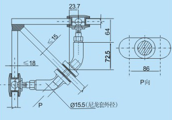 250LV-1不銹鋼肋駁接爪CAD尺寸圖