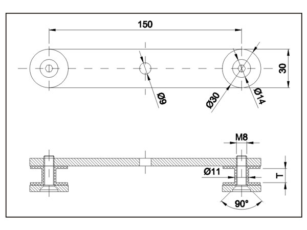 扶手立柱玻璃掛件加工尺寸圖紙 扶手立柱玻璃掛件加工尺寸圖紙