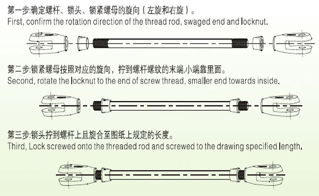 工廠內(nèi)安裝不銹鋼拉桿流程圖 工廠內(nèi)安裝不銹鋼拉桿流程圖